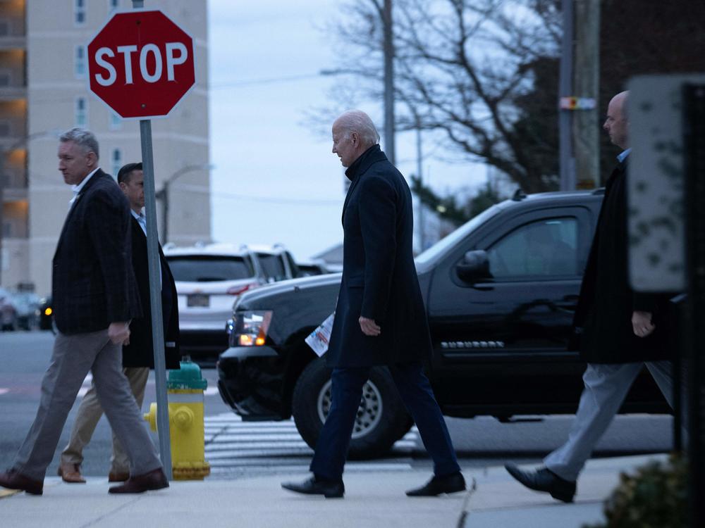 President Biden leaves Saint Edmond Catholic Church in Rehoboth Beach, Del. after attending mass on Jan. 21.