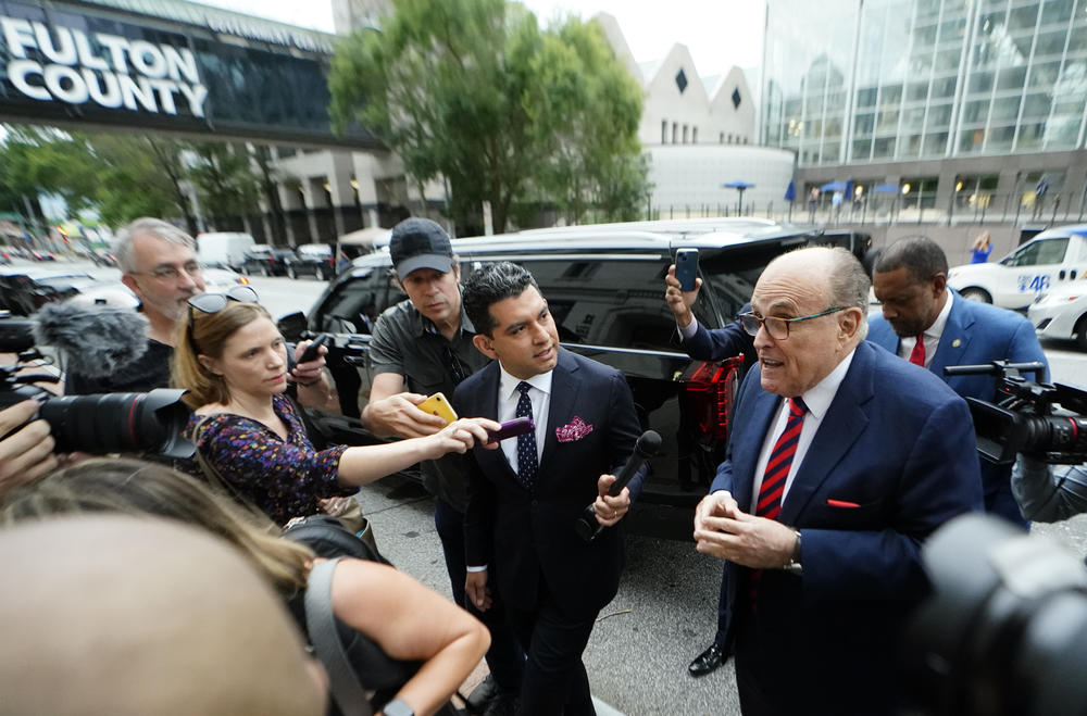 Rudy Giuliani arrives at the Fulton County Courthouse in Atlanta on Aug. 17, 2022, to testify in front of a special grand jury investigating whether then-President Donald Trump and his allies illegally tried to overturn his defeat in the 2020 election.