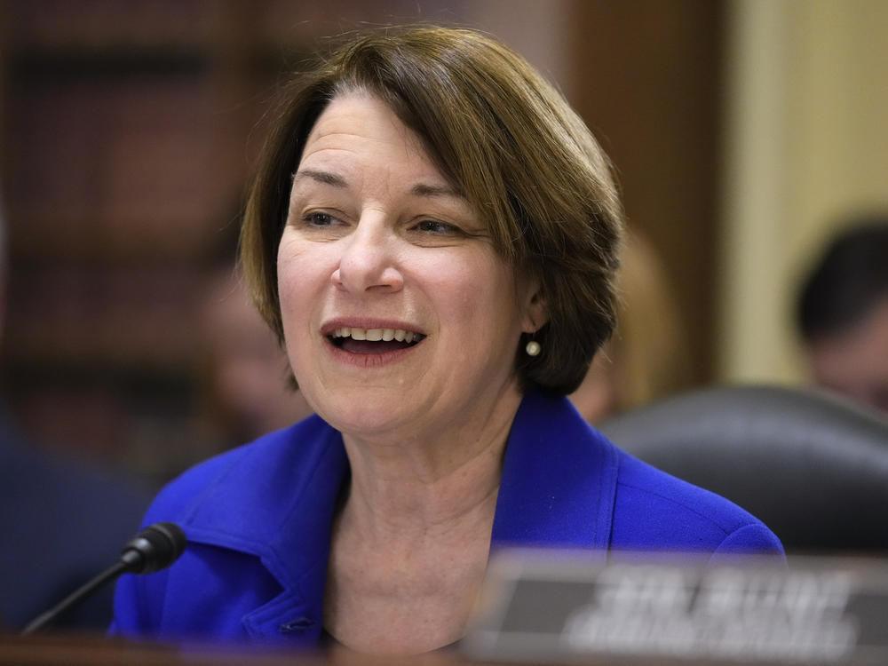 Sen. Amy Klobuchar, D-Minn., pictured during a hearing in Dec. 2022, is a leading voice in Congress for for antitrust reform.