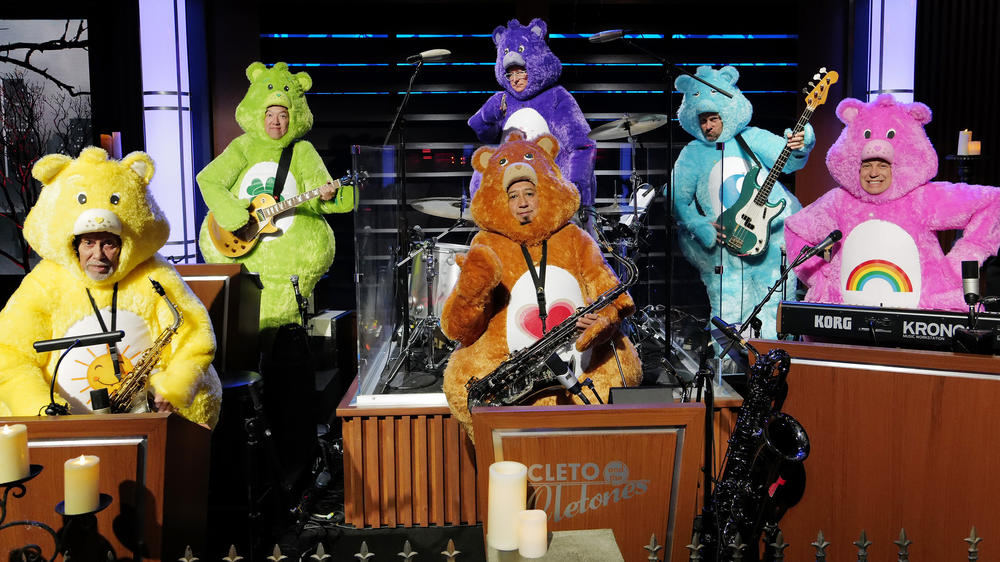 Bandleader Cleto Escobedo III (center) with the Cletones backing band dressed for the show's Halloween episode in 2022.