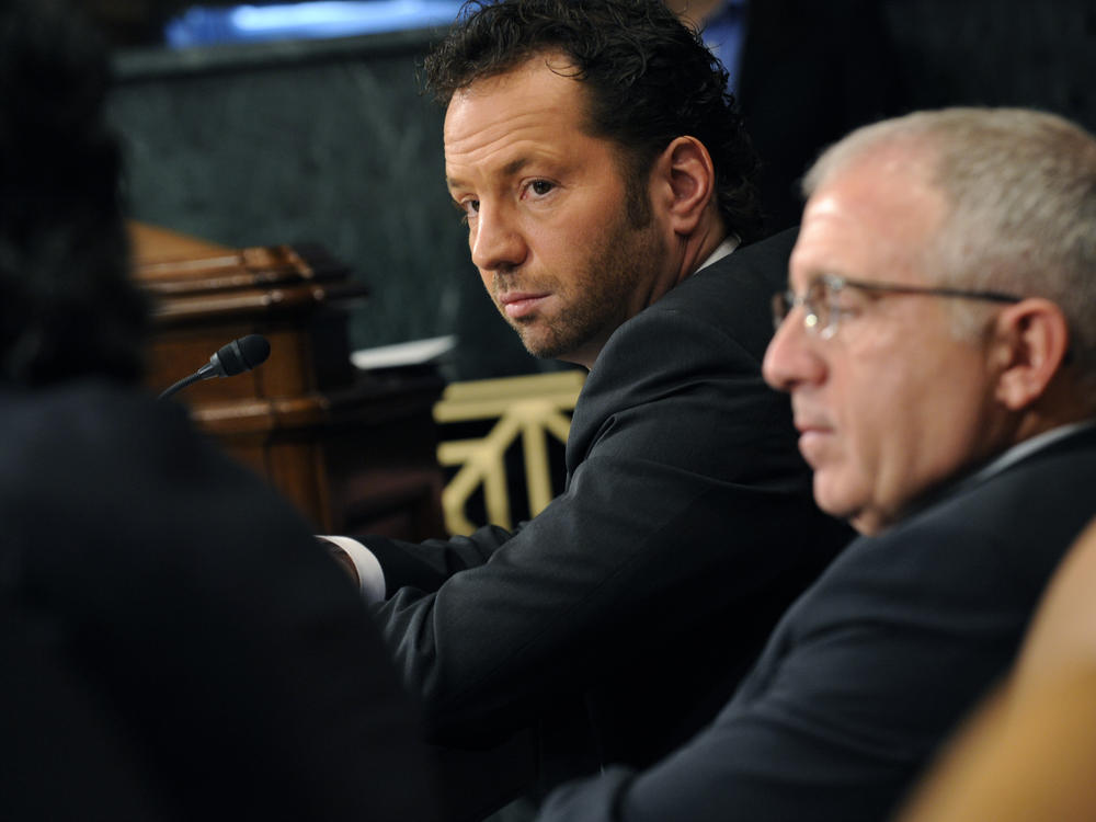 Live Nation CEO Michael Rapino, left, testifies to a Senate subcommittee on Feb. 24, 2009 over the proposed, and ultimately successful, merger between his company and Ticketmaster.