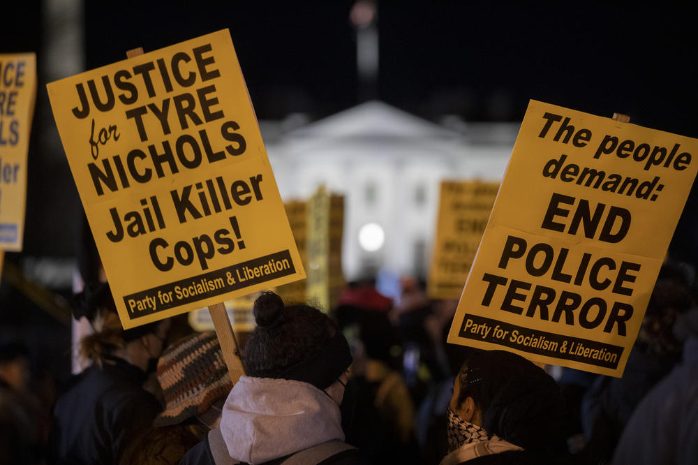 Protests at Lafayette Square in front of the White House after the video of Tyre Nichols being beaten by police in Memphis went public.