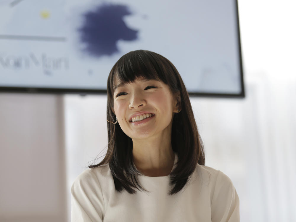 Marie Kondo speaks at a media event in New York on July 11, 2018.