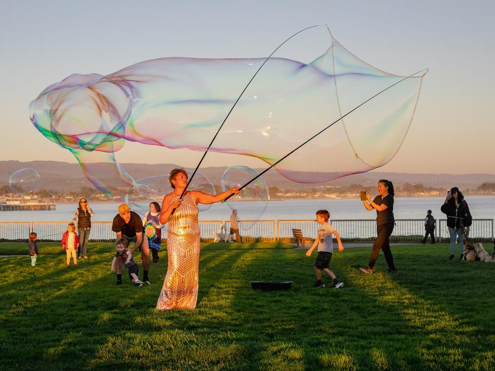 Rachel Maryam Smith fell in love with the ethereal beauty of giant soap bubbles several years ago and began creating them at sunset events in Santa Cruz, Calif. When enjoying bubbles together, 