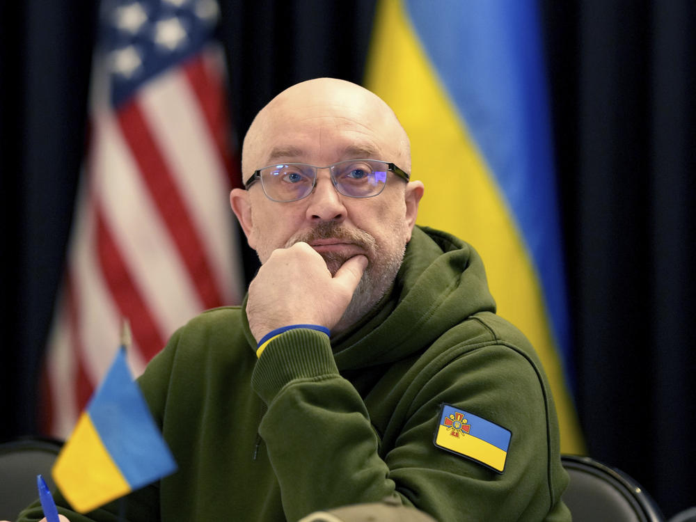 Ukrainian Minister of Defense Oleksii Reznikov attends the meeting of the Ukraine Defense Contact Group at Ramstein Air Base in Ramstein, Germany,  Jan. 20.