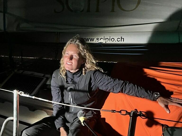South African sailor Kirsten Neuschafer, the only woman in the 2022 Golden Globe Race. All but three of her 15 competitors in the grueling months-long competition have been forced to drop out.