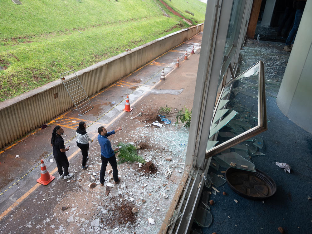 Damage to the Brazilian National Congress following a riot the previous day led by supporters of former President Jair Bolsonaro on Jan. 9 in Brasilia, Brazil.