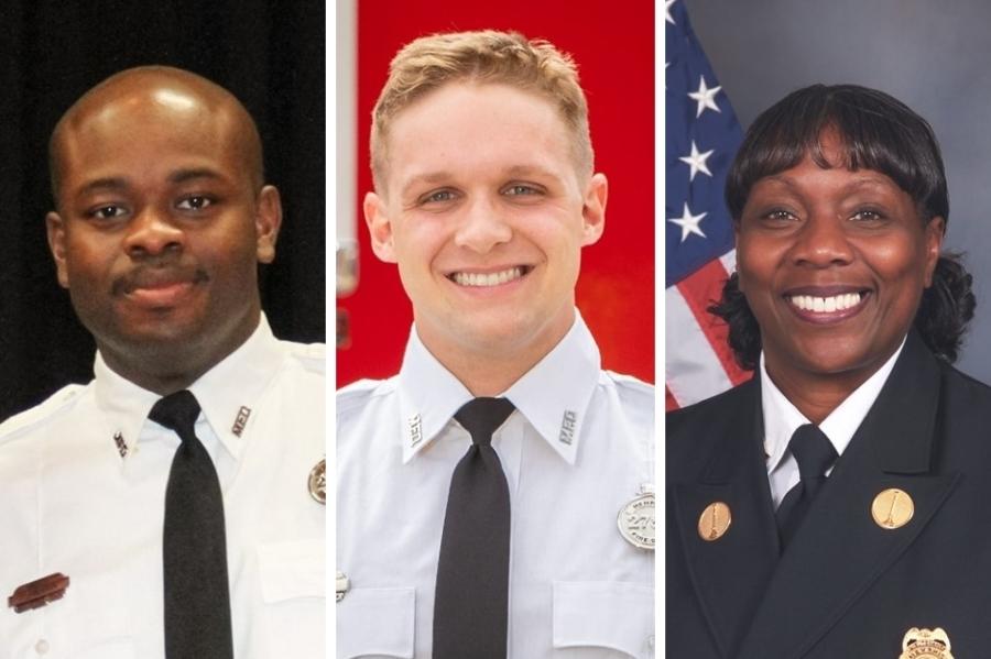 JaMicheal Sandridge (left), Robert Long and Lt. Michelle Whitaker were terminated following the Memphis Fire Department's own internal investigation into the death of Tyre Nichols.