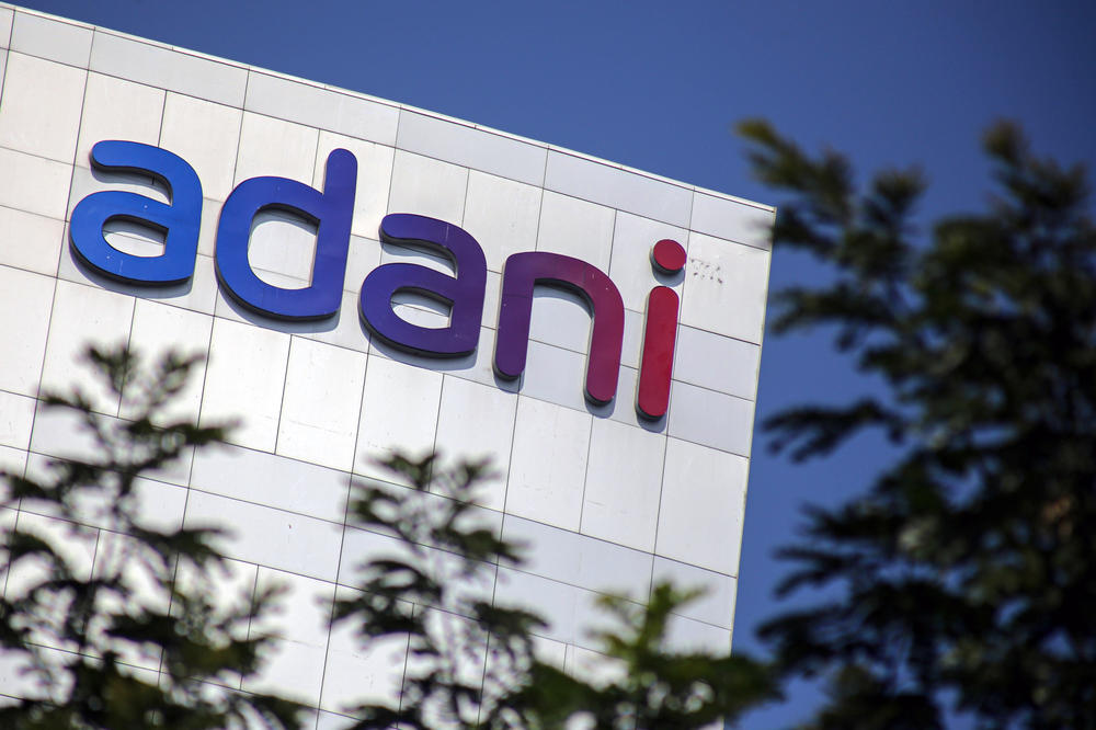 A sign atop the Adani Group headquarters in Ahmedabad, India, on Wednesday. The crisis of confidence plaguing Gautam Adani is deepening, with the stock rout triggered by Hindenburg Research's fraud allegations erasing a third of the market value in his group's companies despite the completion of a key share sale.