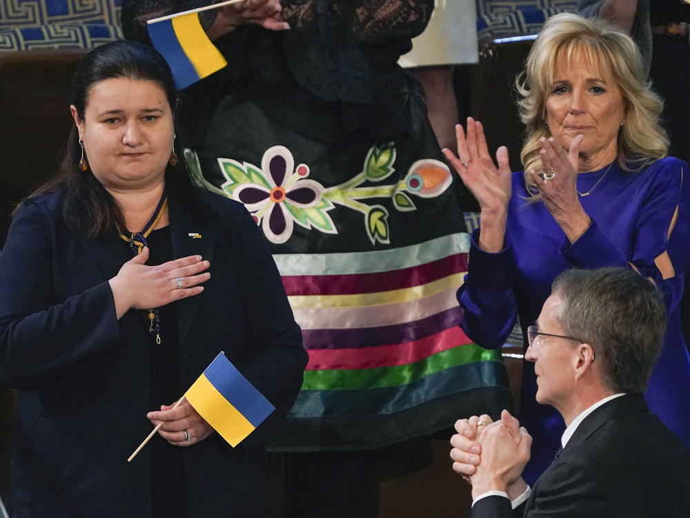 During Biden's 2022 State of the Union address, Ukraine's ambassador to the United States, Oksana Markarova, received a lengthy bipartisan standing ovation.