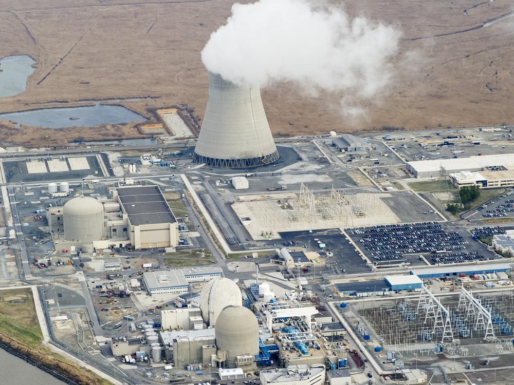 An aerial view of the Salem Nuclear Power Plant and Hope Creek Nuclear Generating Station situated on the Delaware River in Lower Alloways Township, New Jersey.