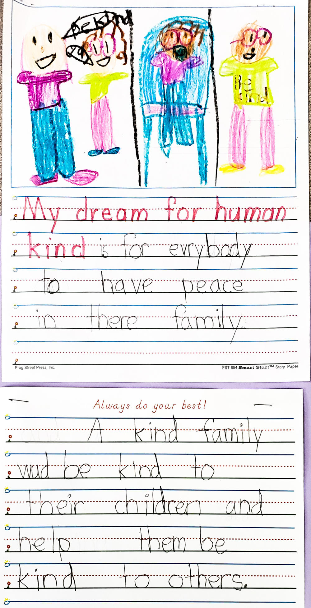 First graders at The Friends School of Atlanta wish for kindness and peace in 2023.