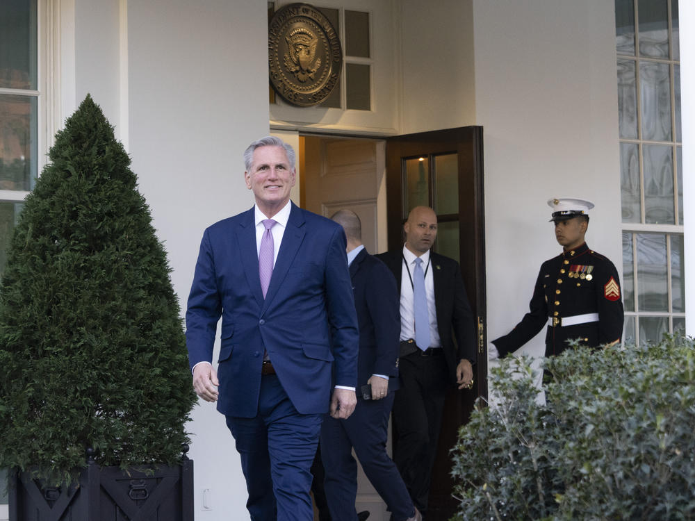 House Speaker Kevin McCarthy leaves the West Wing after meeting with President Biden on Feb. 1.