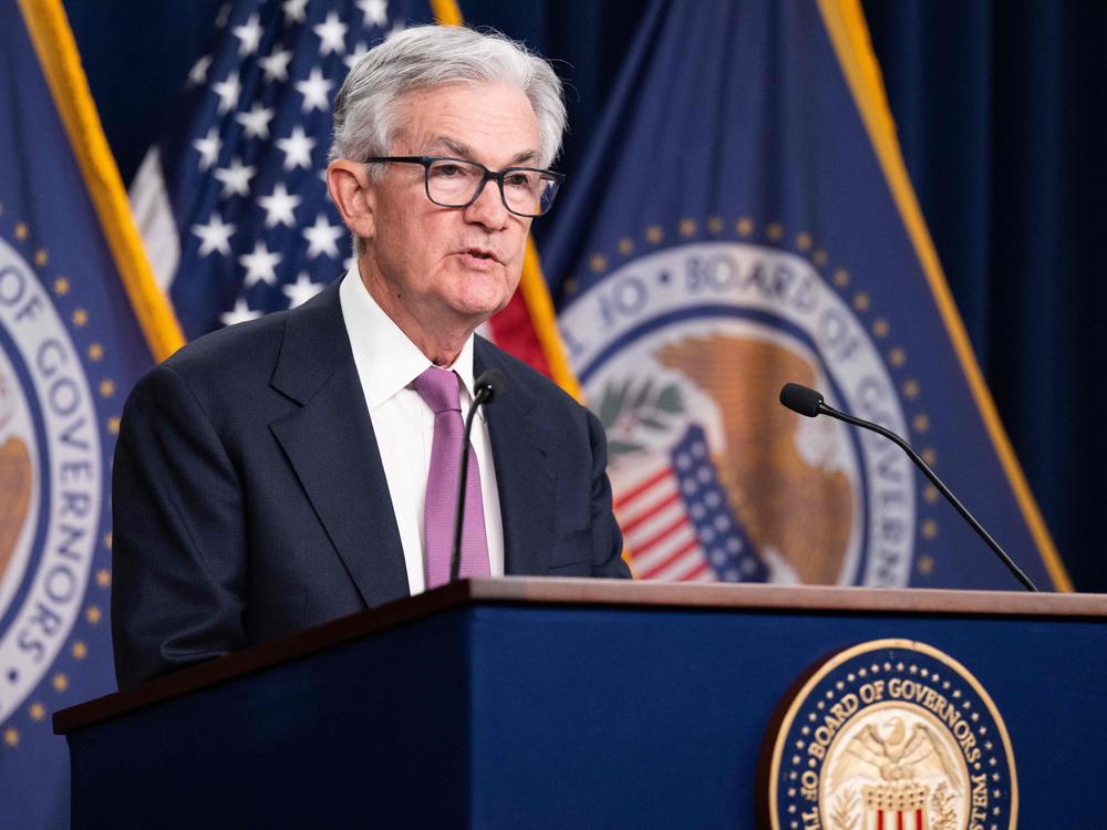 Federal Reserve Chair Jerome Powell speaks during a news conference at the Federal Reserve in Washington, DC, on Feb. 1, 2023. The Fed raised interest rates by a quarter percentage point that day. Powell expressed hope about inflation but reiterated that the Fed intends to continue its fight against high prices.