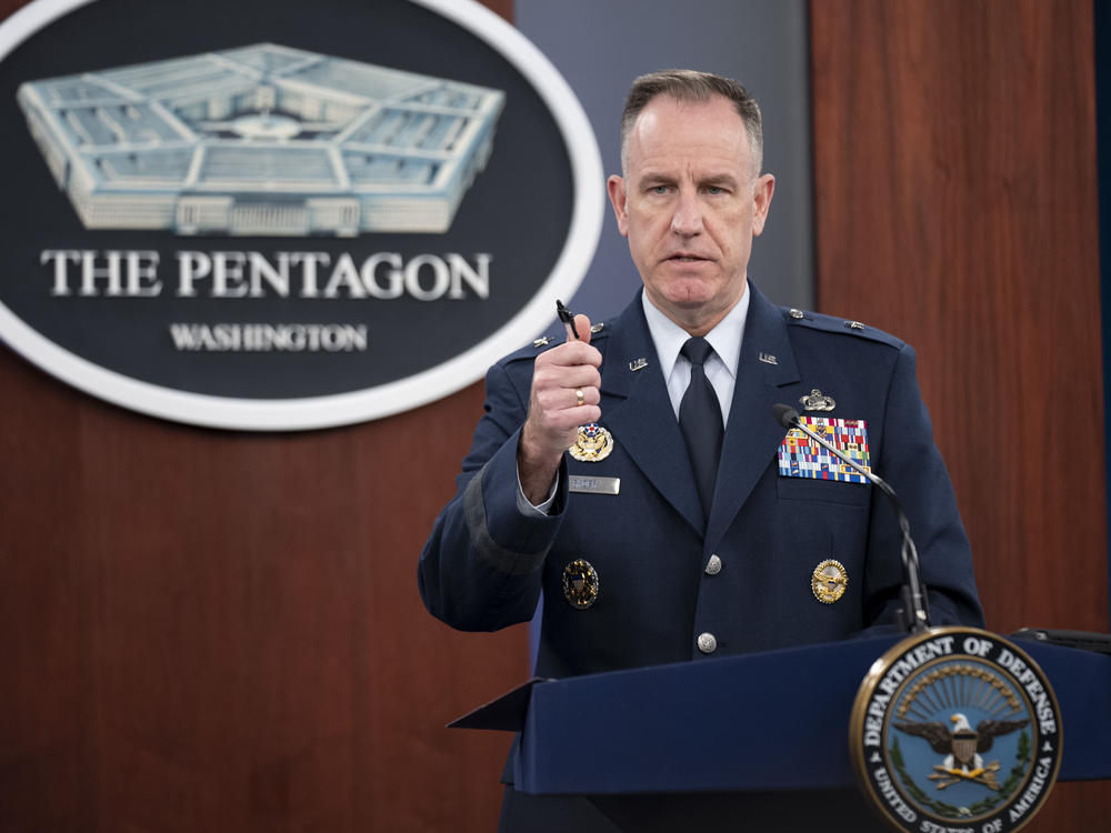 Pentagon spokesman Air Force Brig. Gen. Patrick Ryder speaks during a briefing on Jan. 17. On Thursday, he said a suspected Chinese spy balloon is 