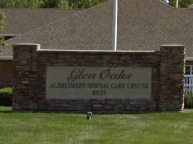 The sign for Glen Oaks Alzheimer's Special Care Center is seen on Google Earth. The facility pronounced a living woman dead and is being fined $10,000.