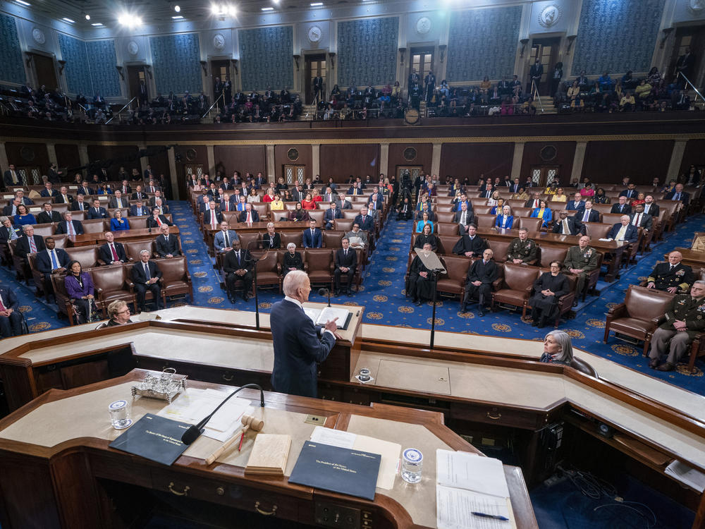 President Biden at his first State of the Union address on March 1, 2022. Last year, the president announced his four-part Unity Agenda. This year, he will update the American people on how his plans are shaking out.