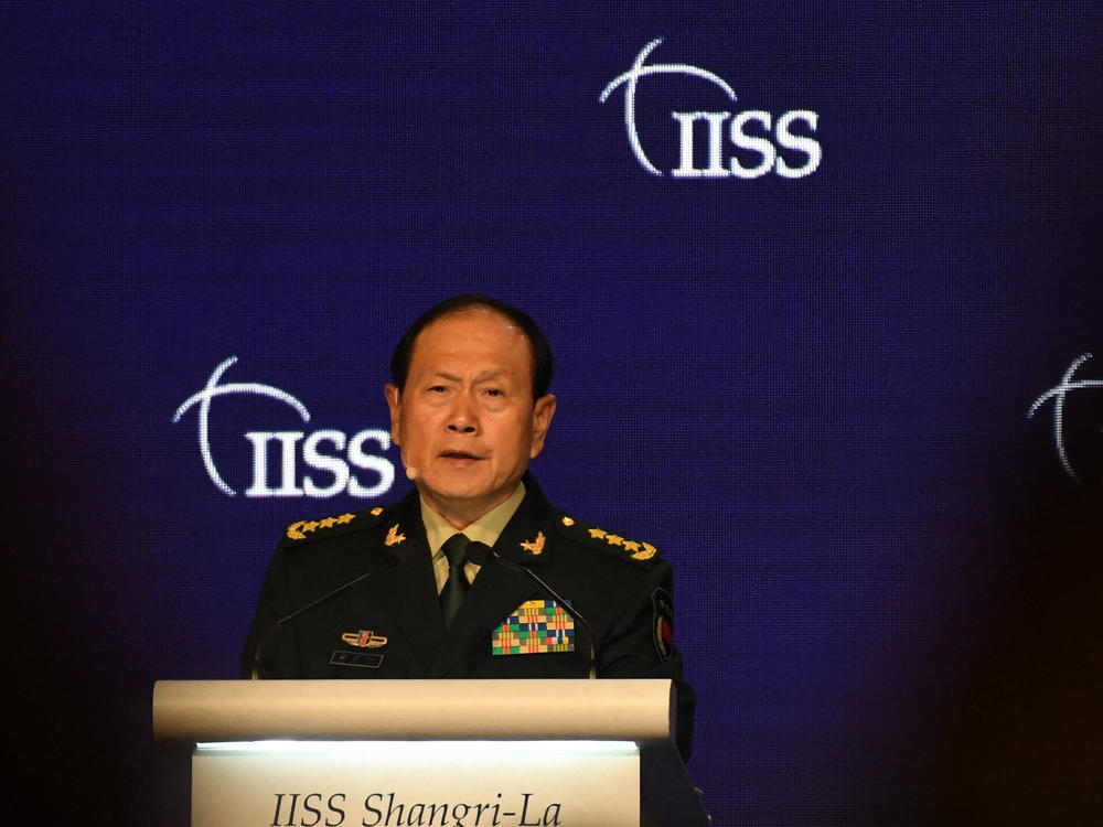 China's Defence Minister Wei Fenghe speaks at the Shangri-La Dialogue summit in Singapore on June 12, 2022