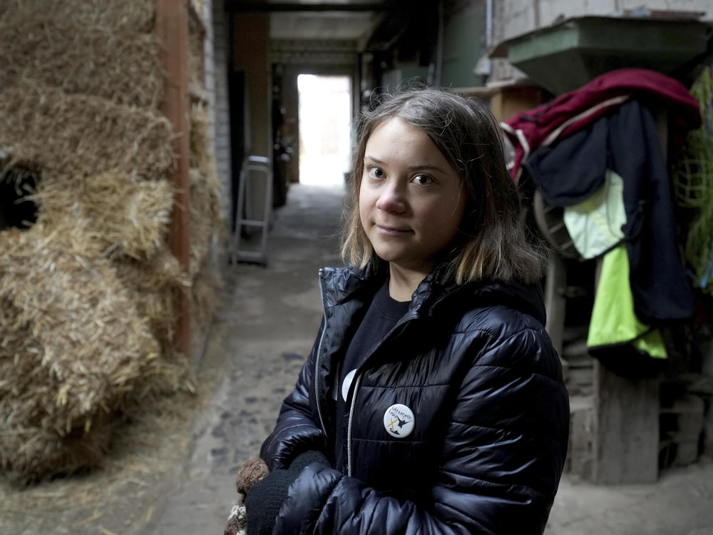 Swedish climate campaigner Greta Thunberg waits in Erkelenz, Germany, to take part in a demonstration at a nearby a coal mine on Jan. 14.