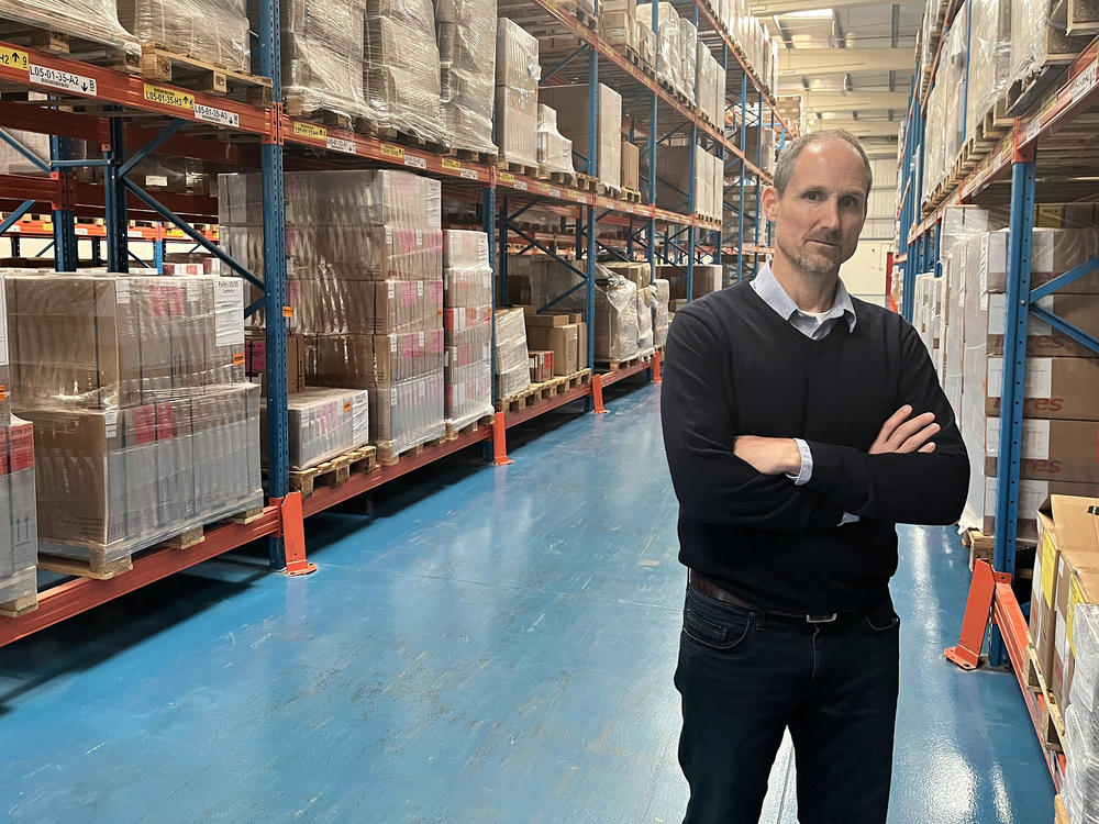 Robert Blanchard, the World Health Organization's team leader in Dubai for emergency operations, stands in one of the organization's warehouses in International Humanitarian City.