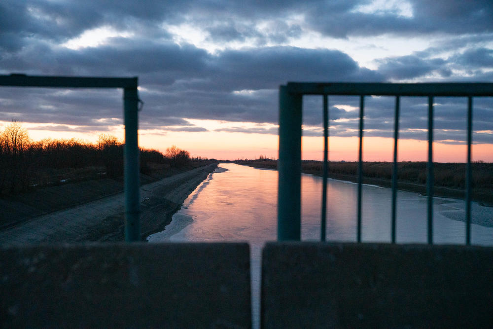 The canal that provided water from mainland Ukraine to Crimea, which Ukraine blocked after Russia annexed the peninsula in 2014, is now reopened and flowing, in this photo from June 2022.