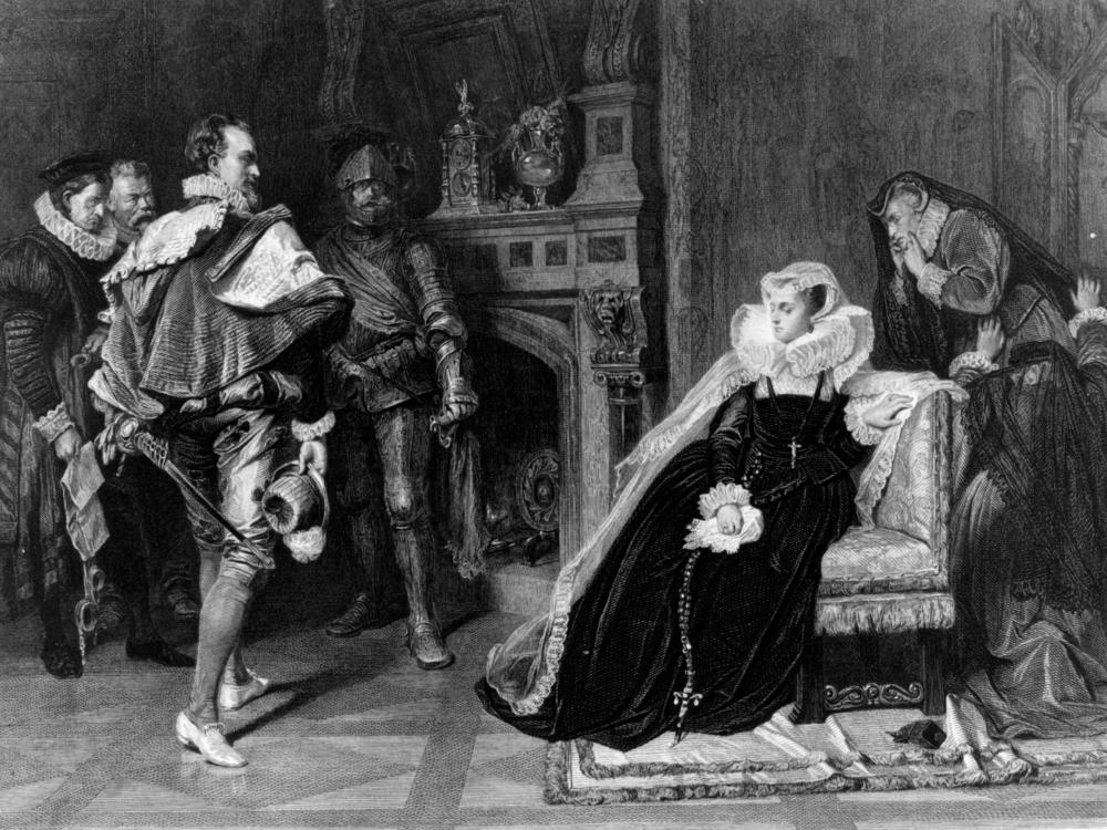 A rendering by an unknown artist depicts the scene of Mary Queen of Scots receiving her death warrant in prison in February 1587.