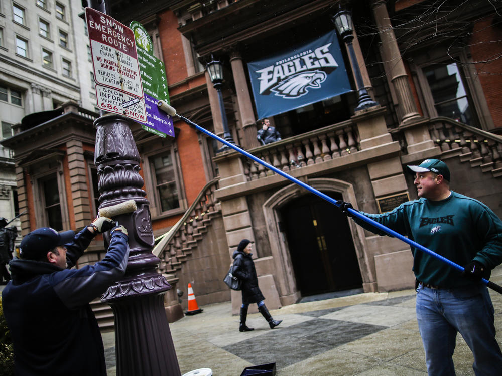 Philadelphia uses biodegradable gear oil to make lamp posts and street signs harder to scale.