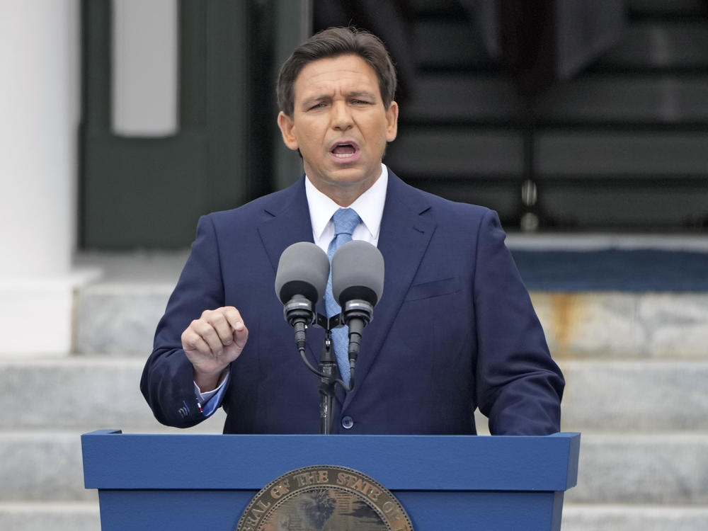 Florida Gov. Ron DeSantis speaks after being sworn in for his second term during an inauguration ceremony at the Old Capitol, Tuesday, Jan. 3, 2023, in Tallahassee, Fla.