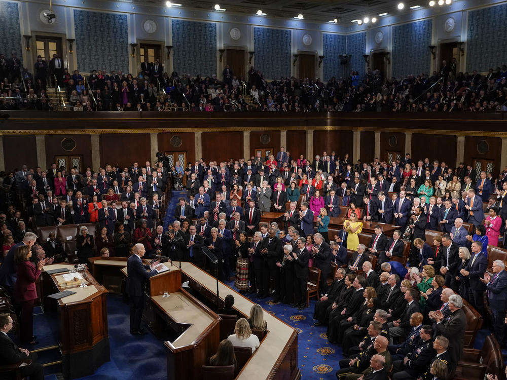 President Joe Biden delivers his State of the Union speech to a joint session of Congress, at the Capitol in Washington, Tuesday, Feb. 7, 2023