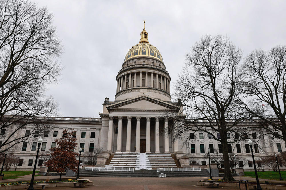 A view of the West Virginia Statehouse before Gov. Jim Justice's second inauguration in 2021.