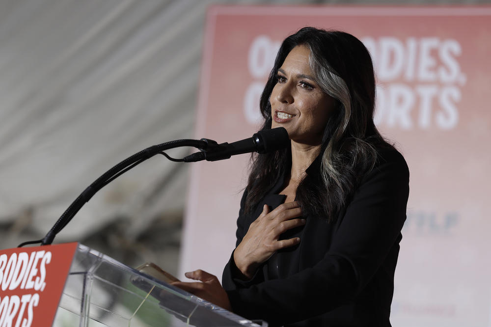 Former U.S. Rep. Tulsi Gabbard, D-Hawaii, speaks at an 