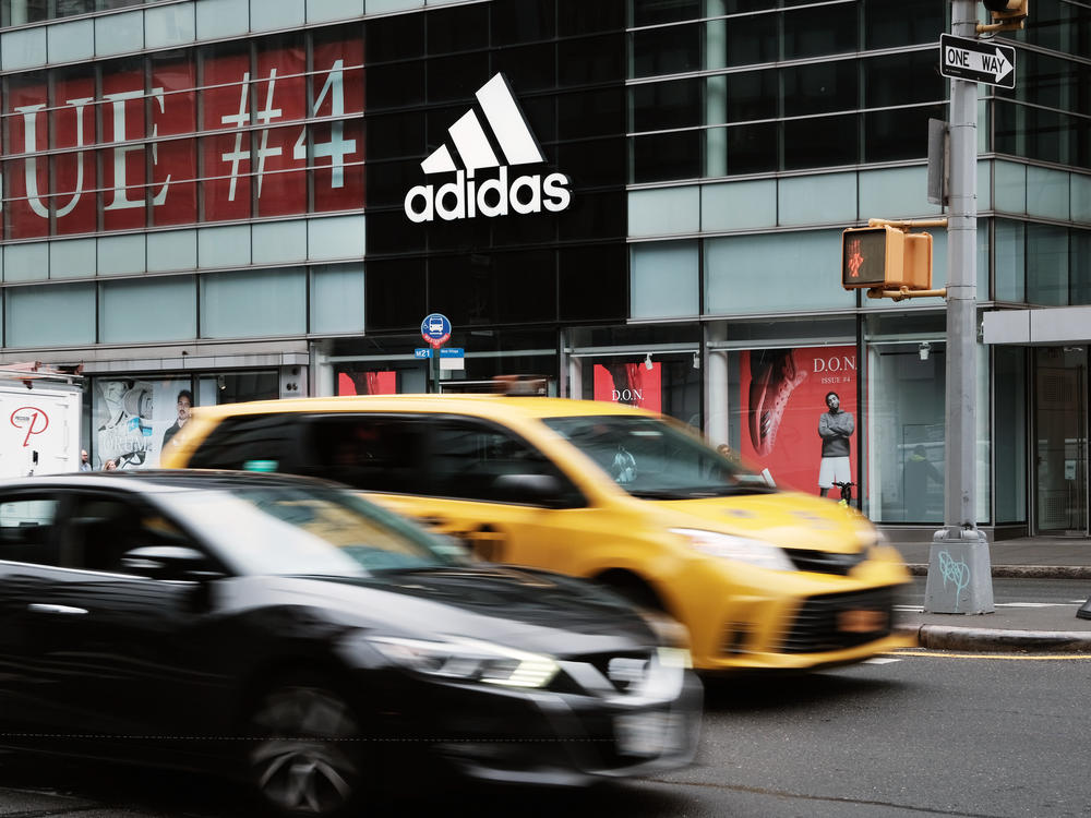 An Adidas store stands in Manhattan on October 25, 2022, in New York City. The company is facing big losses after terminating its relationship with Kanye West.
