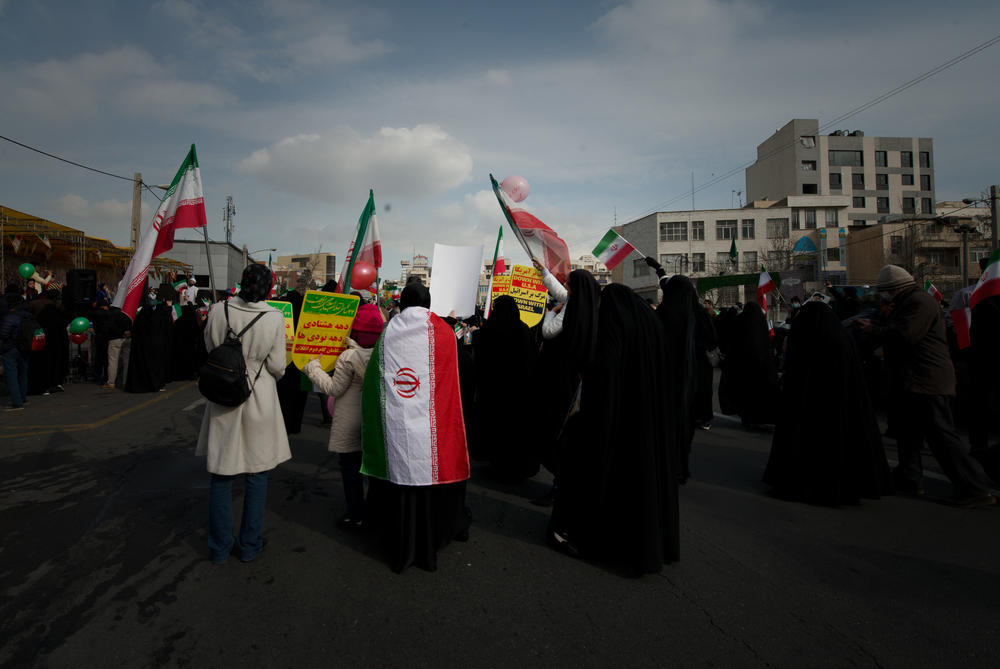 The parade ended at Azadi Square in Tehran, a 30 minute walk from Sadeghieh Square, where it started around 9am on Feb. 11.
