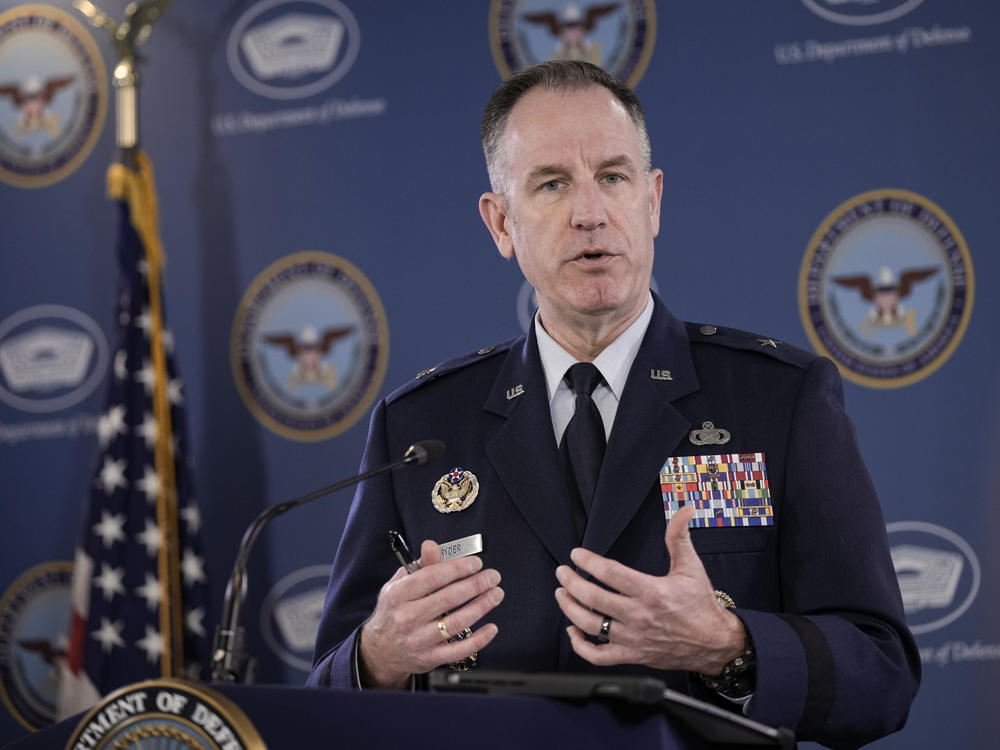 Pentagon Press Secretary Brig. Gen. Pat Ryder speaks during a press briefing at the Pentagon on Feb. 10. At the time, Ryder offered few details about the object shot down.