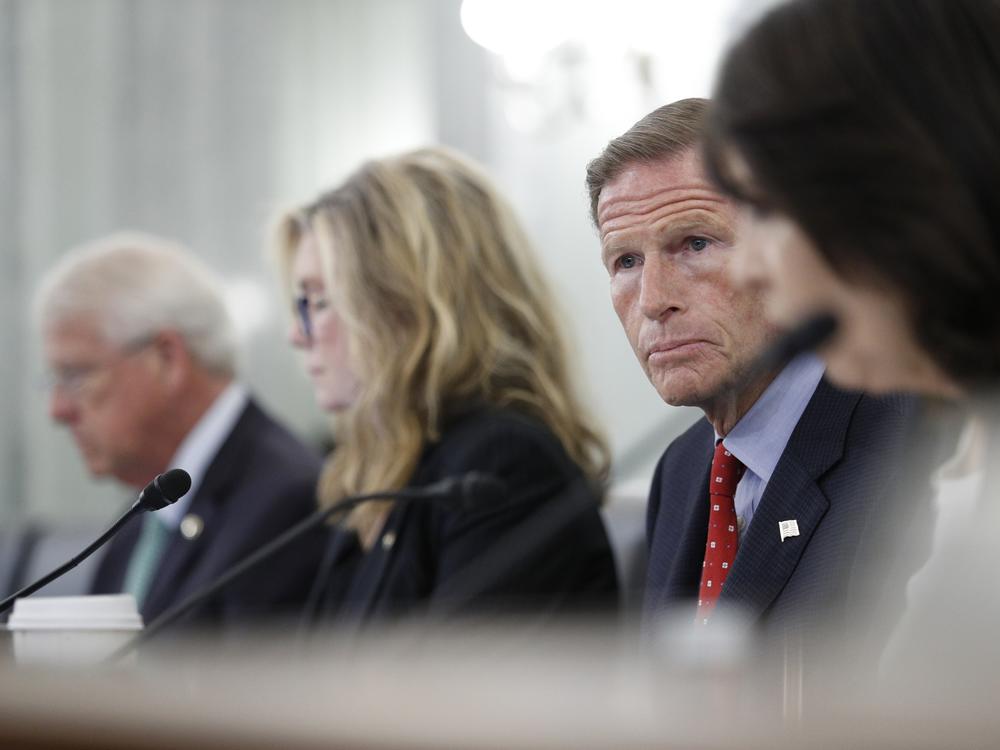 Sen. Richard Blumenthal, D-Conn., listens to testimony during a September 2021 hearing about kid's online safety for a Senate Subcommittee on Consumer Protection, Product Safety, and Data Security.