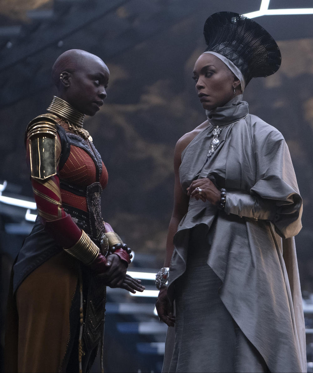 Danai Gurira plays the general of the Dora Milaje and Angela Bassett is Queen Ramonda in <em>Black Panther: Wakanda Forever.</em>