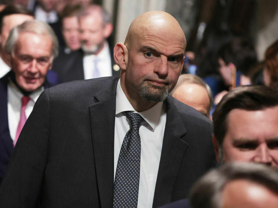 Sen. John Fetterman, D-Pa.,is pictured at the U.S. Capitol prior to President Biden's State of the Union address on Feb. 7. His office says he is being treated for clinical depression.