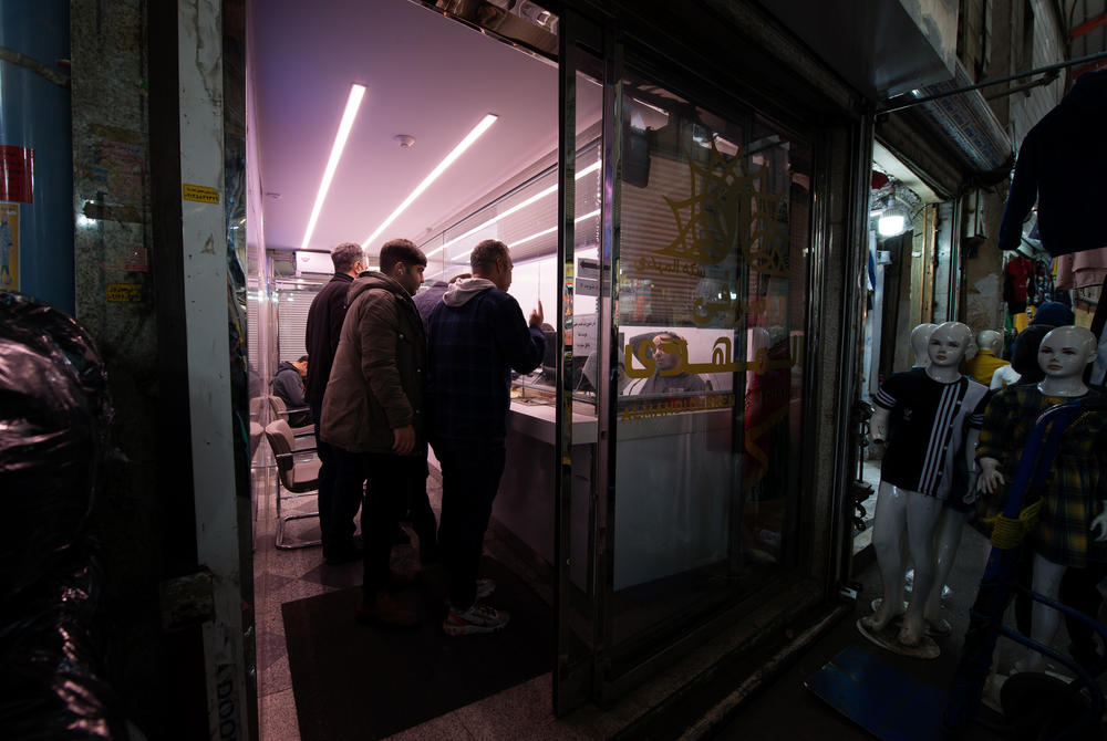 A currency exchange in Tehran's Grand Bazaar.