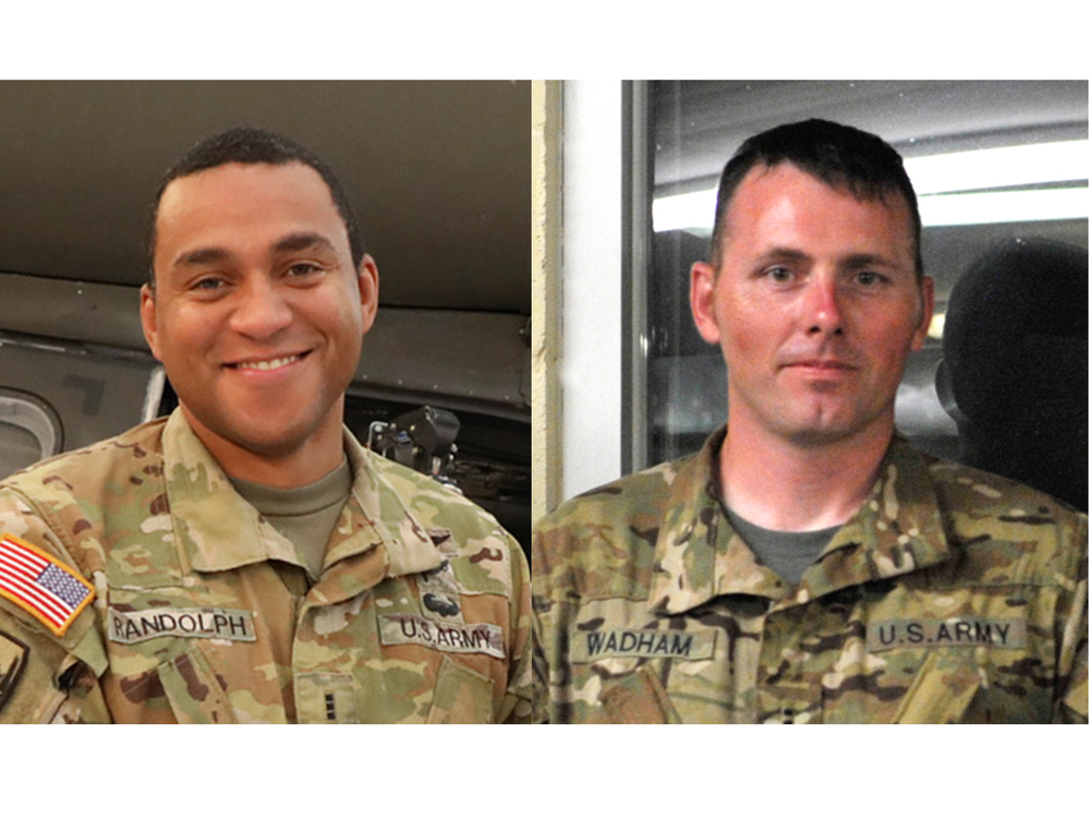 Danny Randolph (left) and Daniel Wadham, chief warrant officers in the Tennessee National Guard, were killed in a Black Hawk helicopter crash during a training flight in Alabama's Madison County on Wednesday.