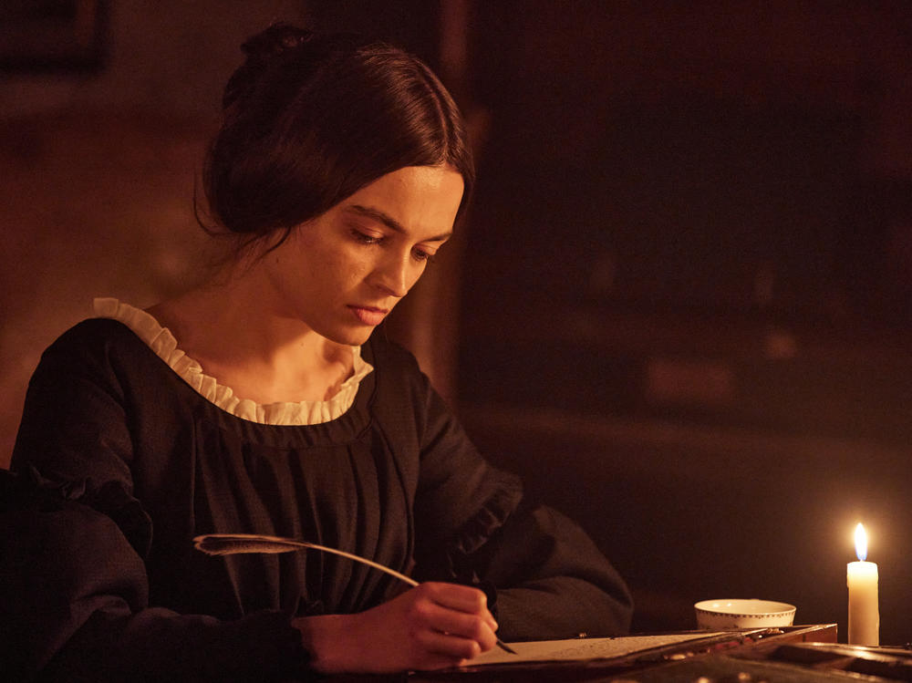 <em>Emily</em> speculates about the life of the 19th-century English writer Emily Jane Brontë (Emma Mackey) in the years before she wrote <em>Wuthering Heights.</em>