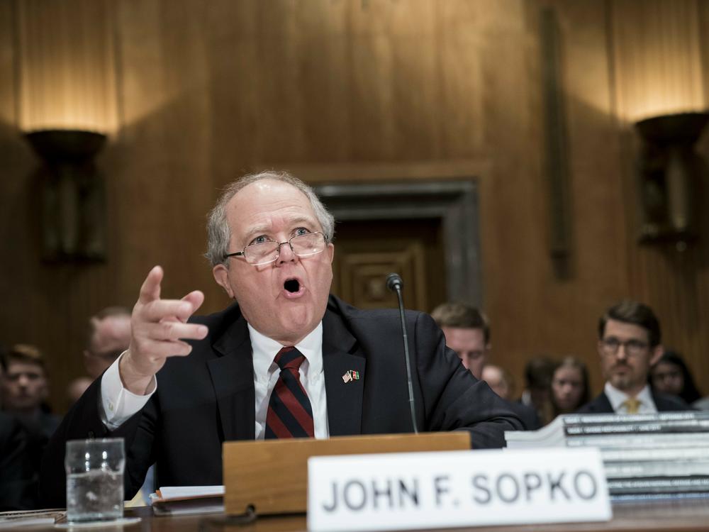 In this 2020 file photo, John Sopko, the special inspector general for Afghanistan reconstruction, testifies at a Senate hearing.