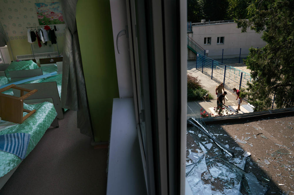 Shelling struck a kindergarten in Kharkiv in August, injuring two educators, damaging classrooms and shattering windows.