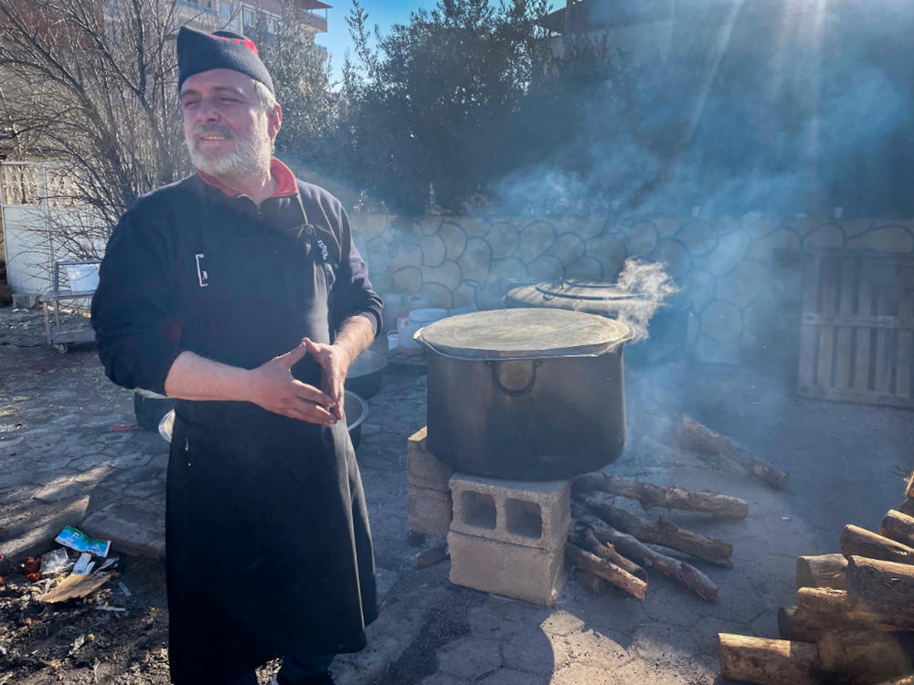 Serdar Akca oversees a pot of lentil soup in the making. The local favorite has become a supersoup in the aftermath of the earthquake — easy to prepare, comforting and nutritious.