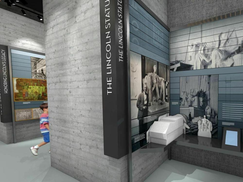 A rendering of the planned exhibit in the Lincoln Memorial's undercroft. Construction will begin in March.