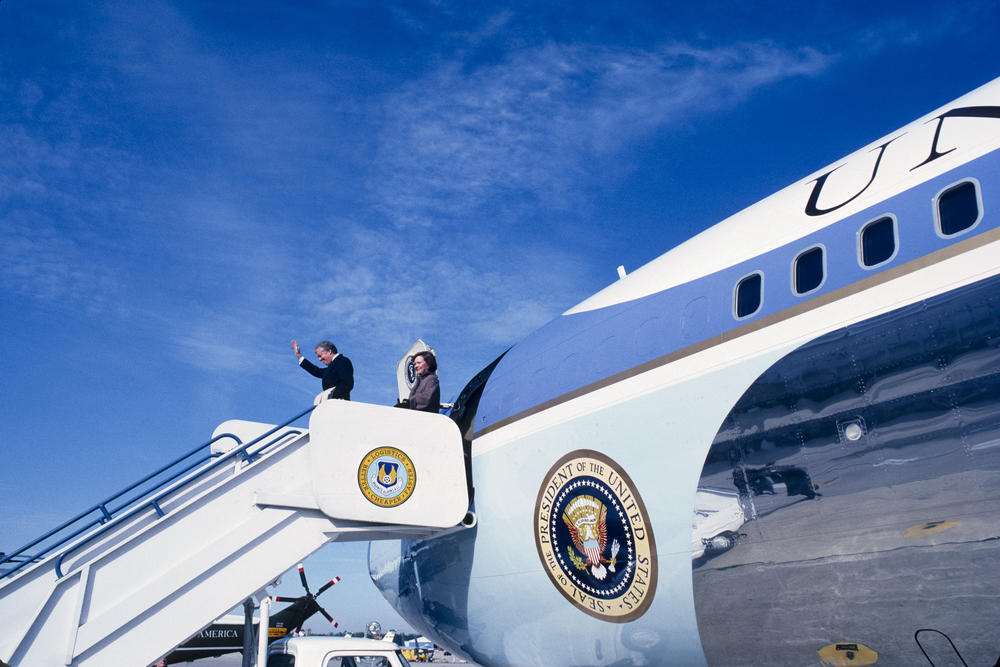 Days after his term ended, in January 1981, former President Carter boards Air Force One in Georgia to return to Washington, D.C., and continue onto Wiesbaden, Germany, to greet the newly released Americans held hostage in Iran for 444 days.