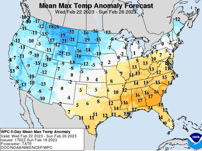 Only a narrow band of the continental U.S. is expected to stay within historical temperature norms this week, according to the National Weather Service's 