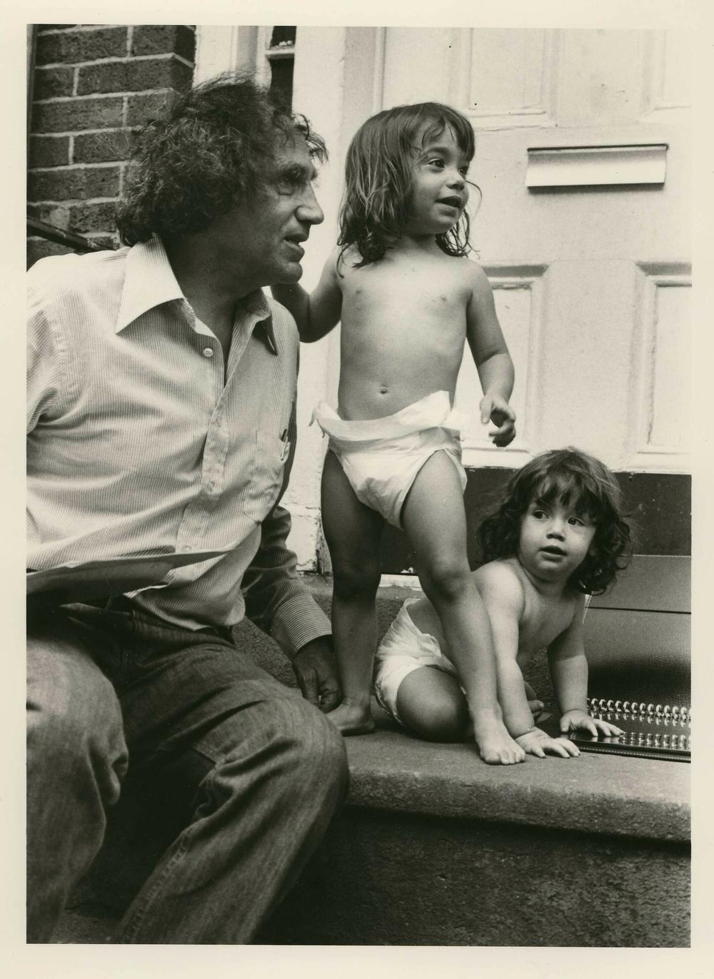 William Kunstler with daughters Sarah and Emily.