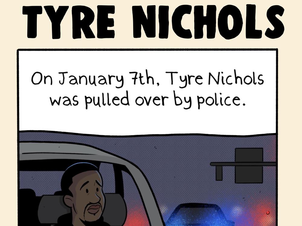 Irish artist Pan Cooke combines his love of graphic storytelling with a passion for education and advocacy to create comic strips highlighting prominent cases of police violence. Here, one of his latest strips tells the story of the beating death of Tyre Nichols, who died on Jan. 7 in Memphis, Tenn.