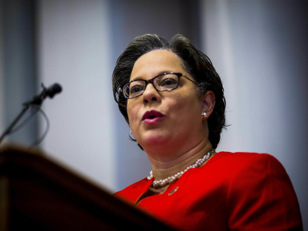 Virginia state Sen. Jennifer McClellan speaks in Richmond, Va., in this file photo from Jan. 13.