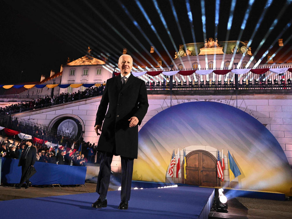President Biden delivers a speech at the Royal Castle in Warsaw, Poland a day after his secret visit to Ukraine. Biden promised further U.S. support for Ukraine as it continues fighting Russia's invasion.
